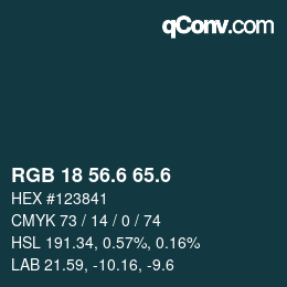 カラーコード: RGB 18 56.6 65.6 | qconv.com