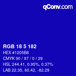 Color code: RGB 18 5 182 | qconv.com