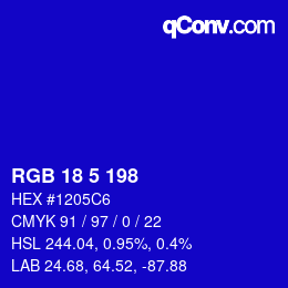 Color code: RGB 18 5 198 | qconv.com