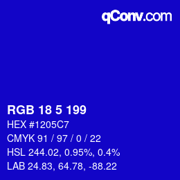 Color code: RGB 18 5 199 | qconv.com