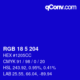 Color code: RGB 18 5 204 | qconv.com