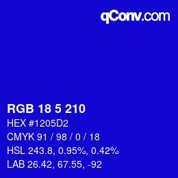 カラーコード: RGB 18 5 210 | qconv.com