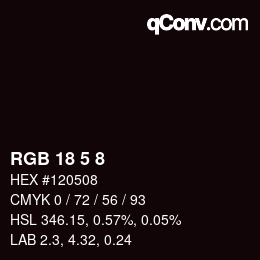 颜色代码: RGB 18 5 8 | qconv.com