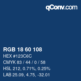 カラーコード: RGB 18 60 108 | qconv.com