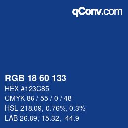 カラーコード: RGB 18 60 133 | qconv.com