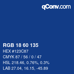カラーコード: RGB 18 60 135 | qconv.com