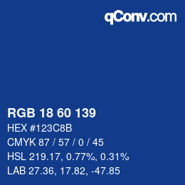 颜色代码: RGB 18 60 139 | qconv.com