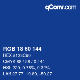 カラーコード: RGB 18 60 144 | qconv.com