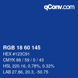 カラーコード: RGB 18 60 145 | qconv.com