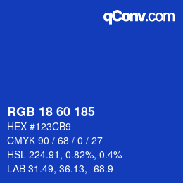 カラーコード: RGB 18 60 185 | qconv.com