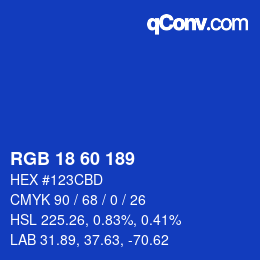 カラーコード: RGB 18 60 189 | qconv.com