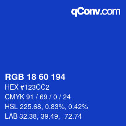 カラーコード: RGB 18 60 194 | qconv.com