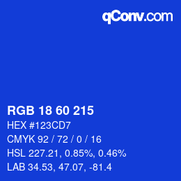 カラーコード: RGB 18 60 215 | qconv.com
