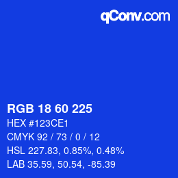 カラーコード: RGB 18 60 225 | qconv.com