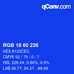 カラーコード: RGB 18 60 236 | qconv.com