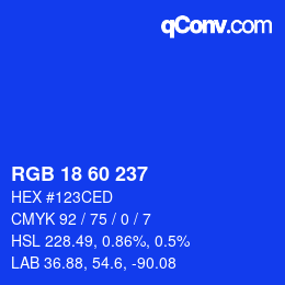 颜色代码: RGB 18 60 237 | qconv.com