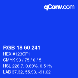 カラーコード: RGB 18 60 241 | qconv.com