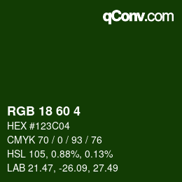 Color code: RGB 18 60 4 | qconv.com