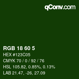 カラーコード: RGB 18 60 5 | qconv.com