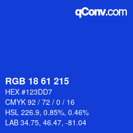 Color code: RGB 18 61 215 | qconv.com