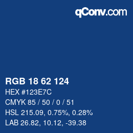 カラーコード: RGB 18 62 124 | qconv.com