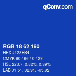 カラーコード: RGB 18 62 180 | qconv.com