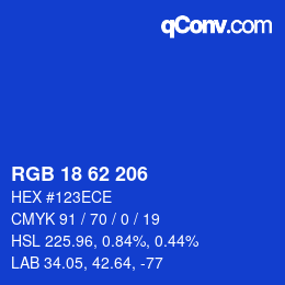 Color code: RGB 18 62 206 | qconv.com