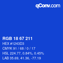 Color code: RGB 18 67 211 | qconv.com