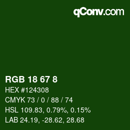 Color code: RGB 18 67 8 | qconv.com