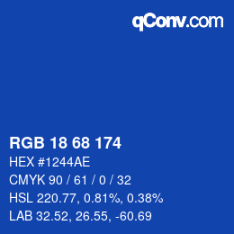 Color code: RGB 18 68 174 | qconv.com