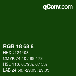 Color code: RGB 18 68 8 | qconv.com