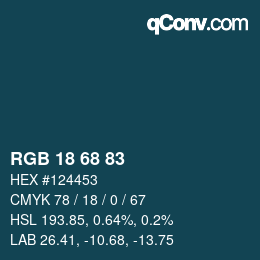Color code: RGB 18 68 83 | qconv.com