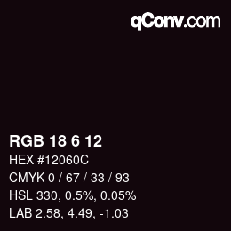 Code couleur: RGB 18 6 12 | qconv.com