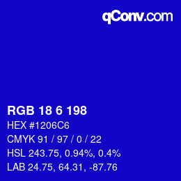 Color code: RGB 18 6 198 | qconv.com