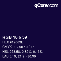 カラーコード: RGB 18 6 59 | qconv.com