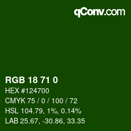 Color code: RGB 18 71 0 | qconv.com