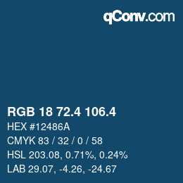 カラーコード: RGB 18 72.4 106.4 | qconv.com