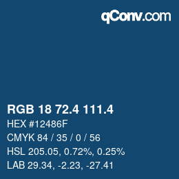 カラーコード: RGB 18 72.4 111.4 | qconv.com