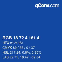 カラーコード: RGB 18 72.4 161.4 | qconv.com
