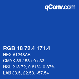 カラーコード: RGB 18 72.4 171.4 | qconv.com