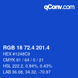 カラーコード: RGB 18 72.4 201.4 | qconv.com