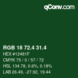 カラーコード: RGB 18 72.4 31.4 | qconv.com