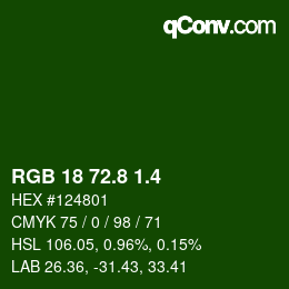 カラーコード: RGB 18 72.8 1.4 | qconv.com