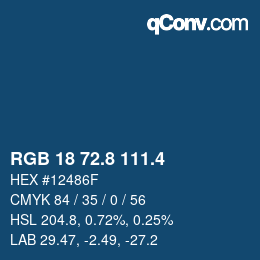 カラーコード: RGB 18 72.8 111.4 | qconv.com