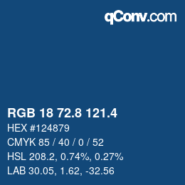カラーコード: RGB 18 72.8 121.4 | qconv.com