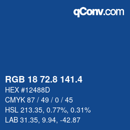 カラーコード: RGB 18 72.8 141.4 | qconv.com