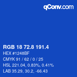 カラーコード: RGB 18 72.8 191.4 | qconv.com