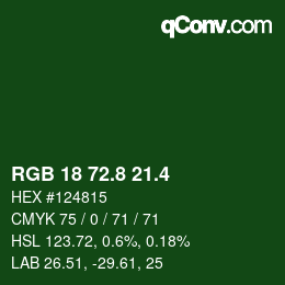 カラーコード: RGB 18 72.8 21.4 | qconv.com