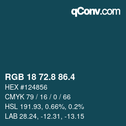 カラーコード: RGB 18 72.8 86.4 | qconv.com
