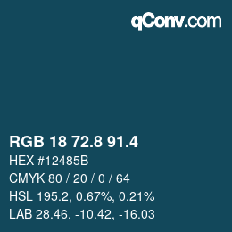 カラーコード: RGB 18 72.8 91.4 | qconv.com